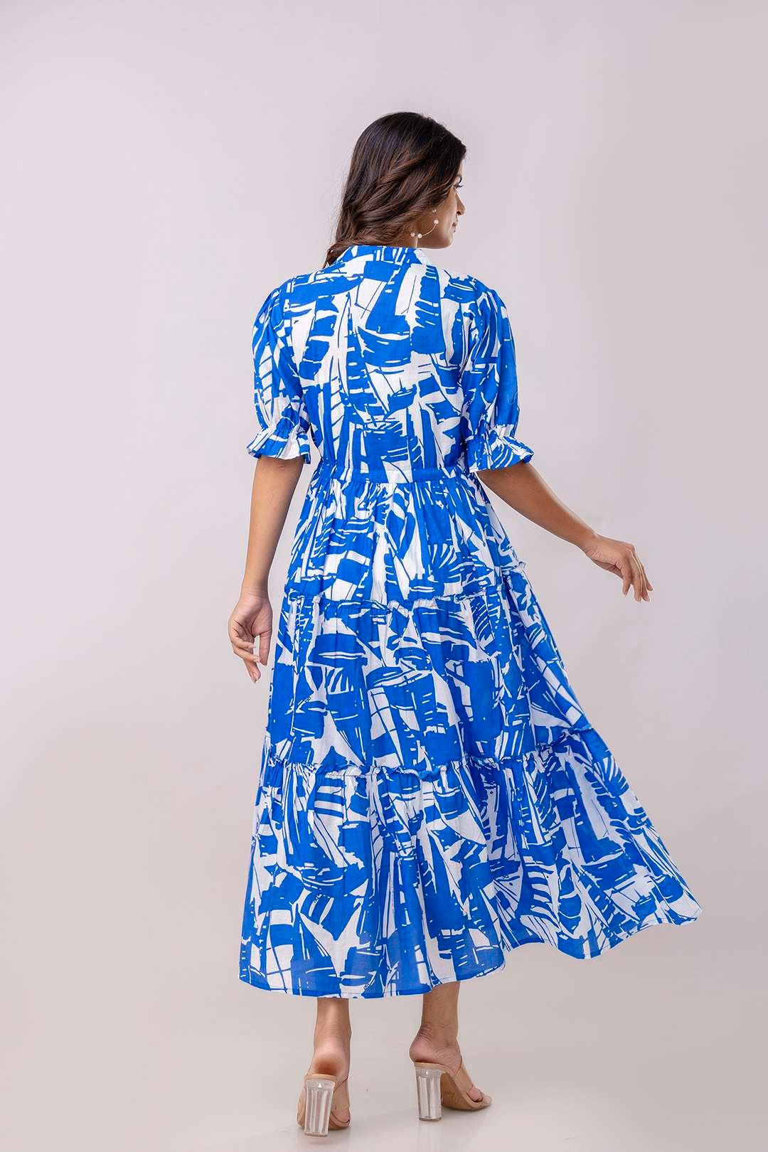 Women's Cotton Printed Fit & Flare Anarkali Gown Midi Dress - Image 7
