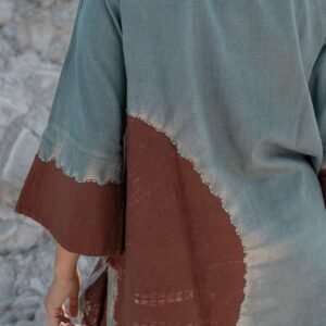 Women's Cotton Tie Dye Print Two-Piece Lounge Set Button-Down Tunic with Palazzo Pants Resort Wear ( Danim Brown )