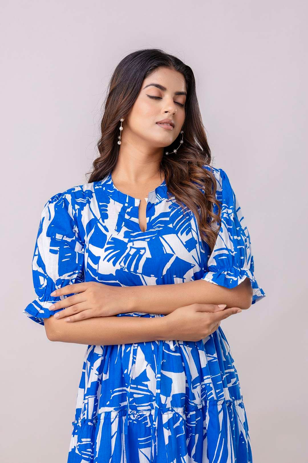 Women's Cotton Printed Fit & Flare Anarkali Gown Midi Dress - Image 6