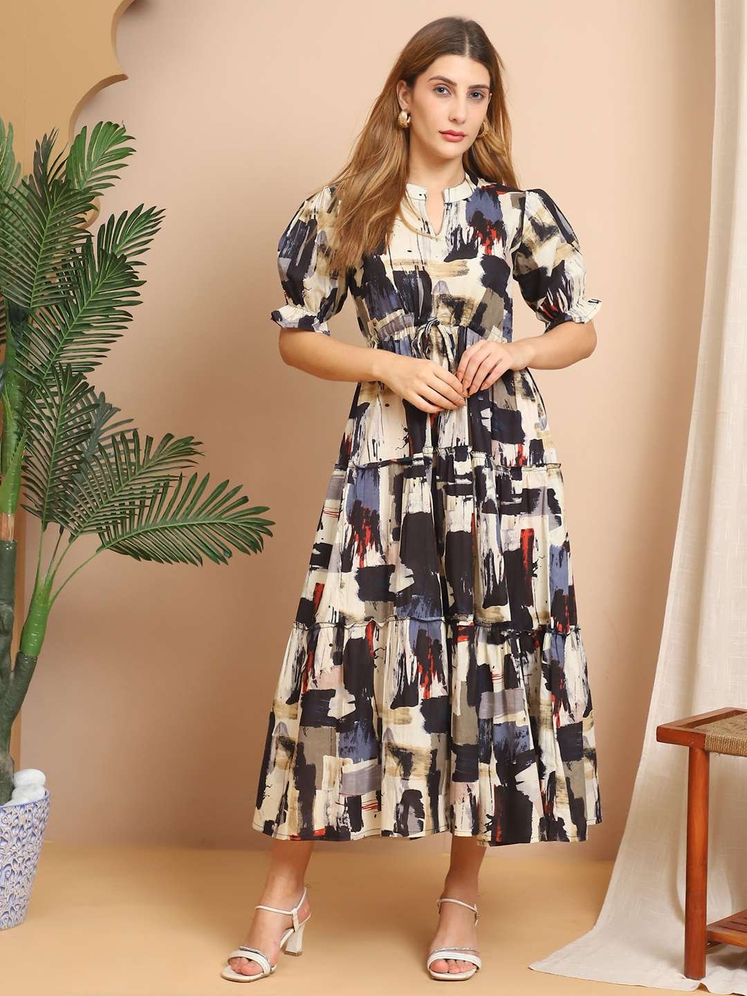 Women's Cotton Printed Fit & Flare Anarkali Gown Midi Dress - Image 6