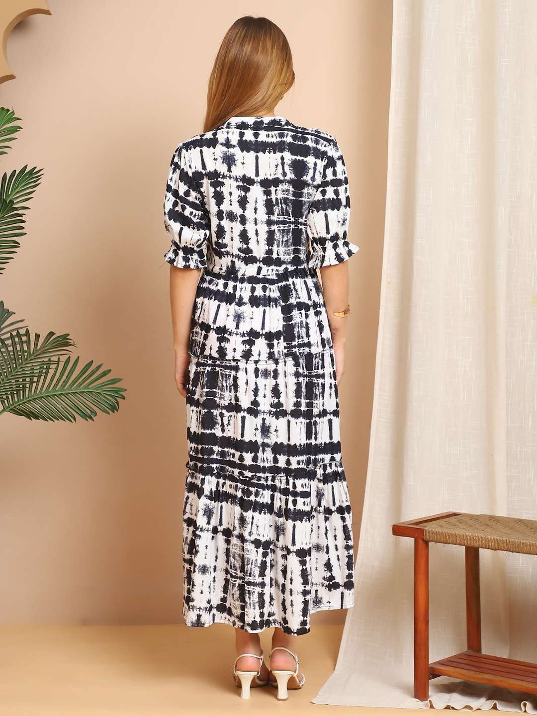 Women's Cotton Printed Fit & Flare Anarkali Gown Midi Dress