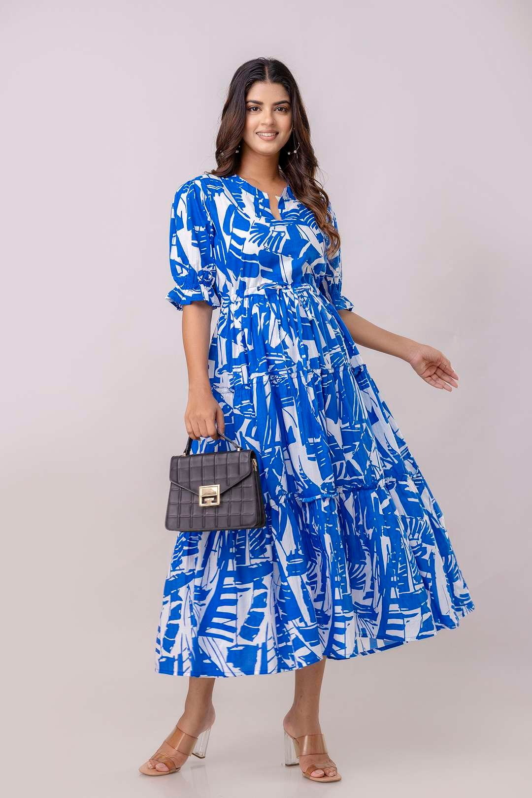 Women's Cotton Printed Fit & Flare Anarkali Gown Midi Dress - Image 4