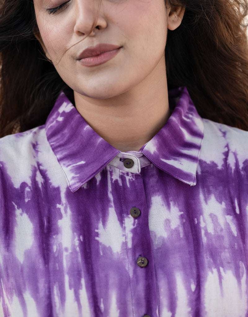 Women's Cotton Tie-Dye Print Straight Shirt With Pant Casual Summer Collection Cord Set ( Multi3 ) - Image 6